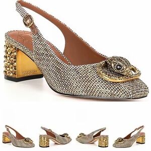 Kurt Geiger Chelsea Crystal Embellished Houndstooth Slingback Pumps